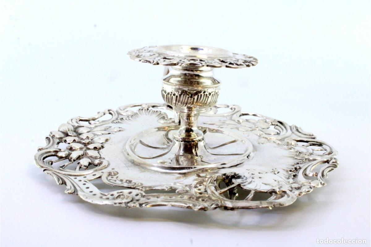 Antig&uuml;edades: Candelero de mano, en plata - Foto 2
