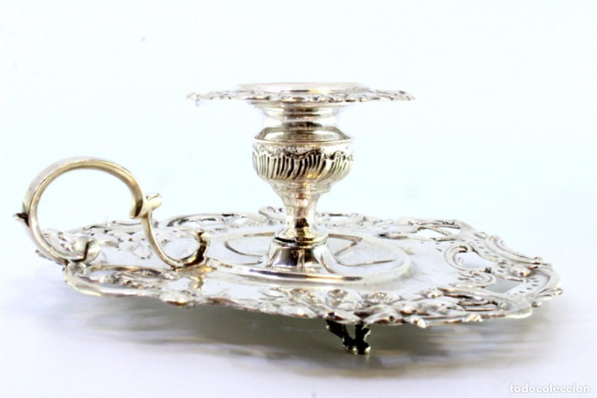 Antig&uuml;edades: Candelero de mano, en plata - Foto 3