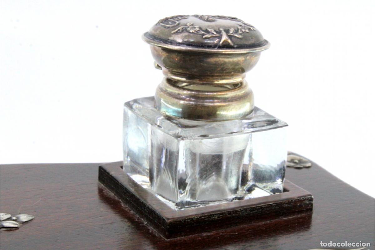Antig&uuml;edades: Tintero de madera y plata - Foto 6