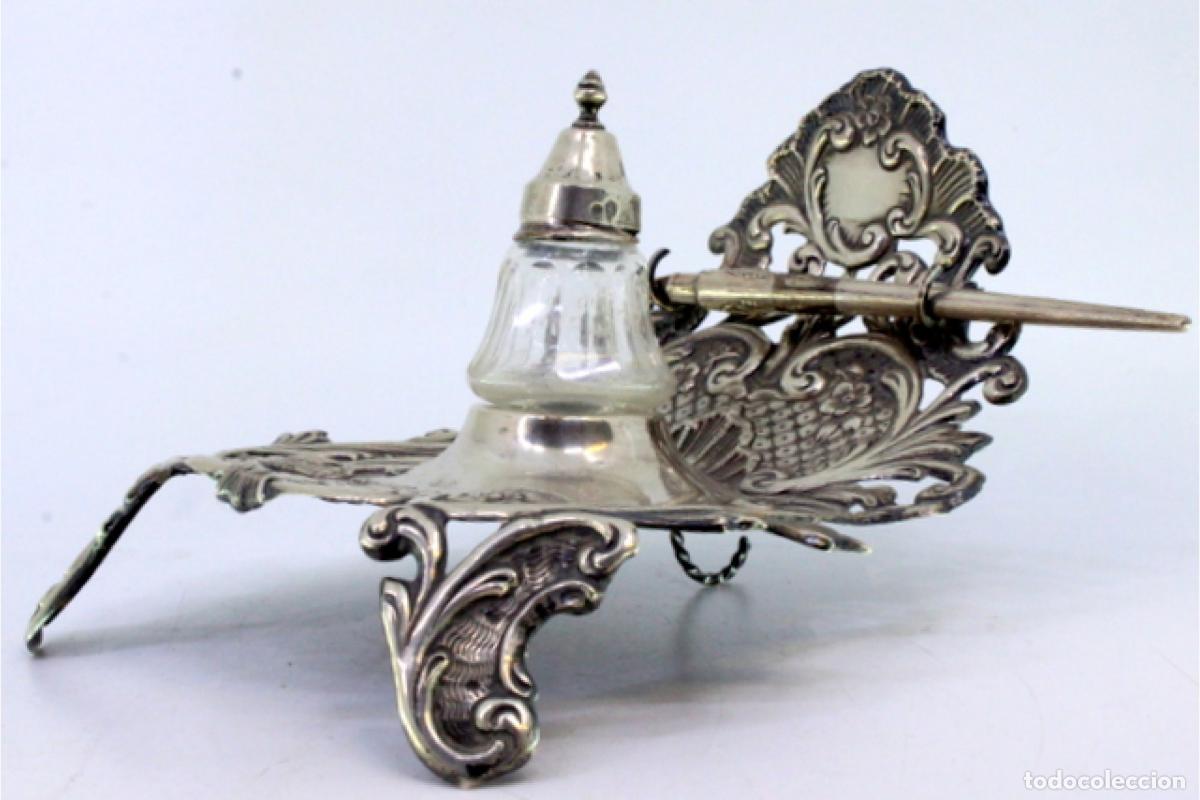 Antig&uuml;edades: tintero de plata - Foto 6