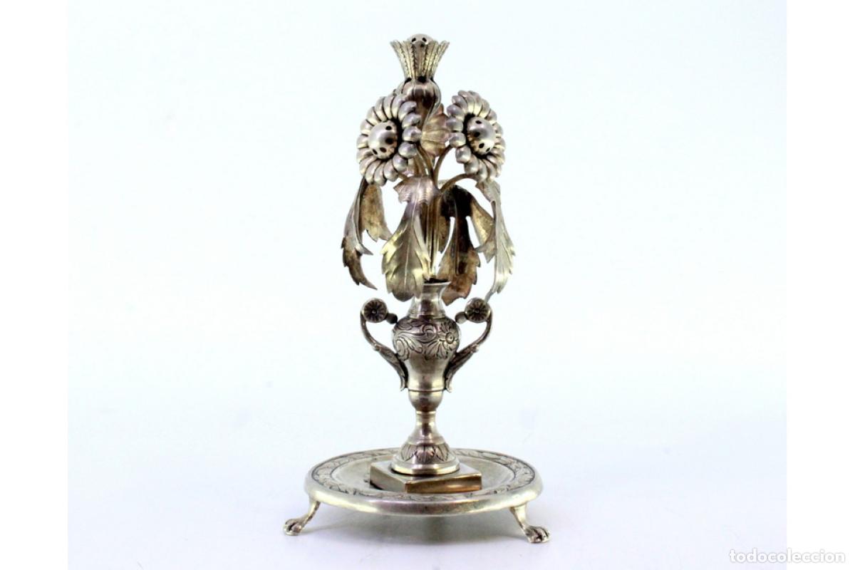 Antig&uuml;edades: Palillero de plata - Jarr&oacute;n con flores - Foto 2