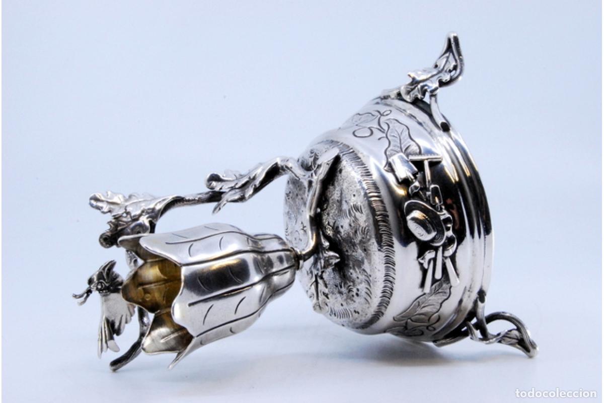 Antig&uuml;edades: Palillero de plata - Flor y p&aacute;jaro - Foto 9