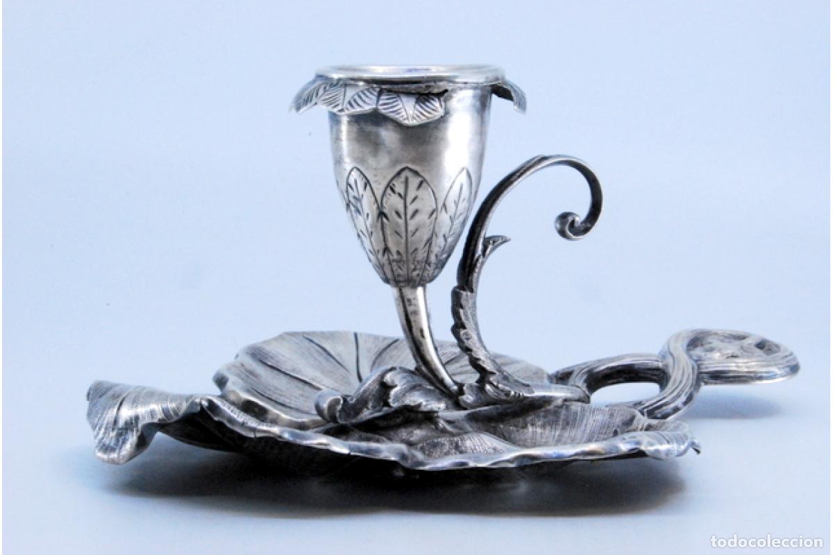 Antig&uuml;edades: Candelero de mano, en plata - Foto 4