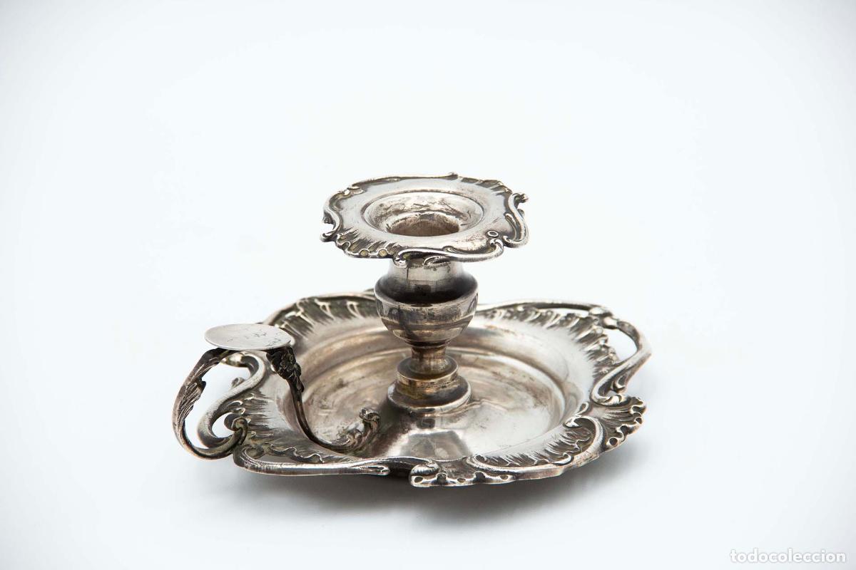 Antig&uuml;edades: Candelero de mano, en plata - Foto 2