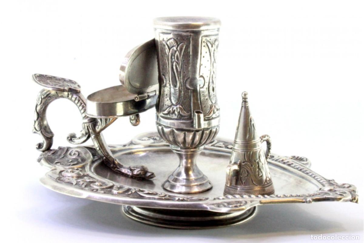 Antig&uuml;edades: Candelero de mano, en plata - Foto 7