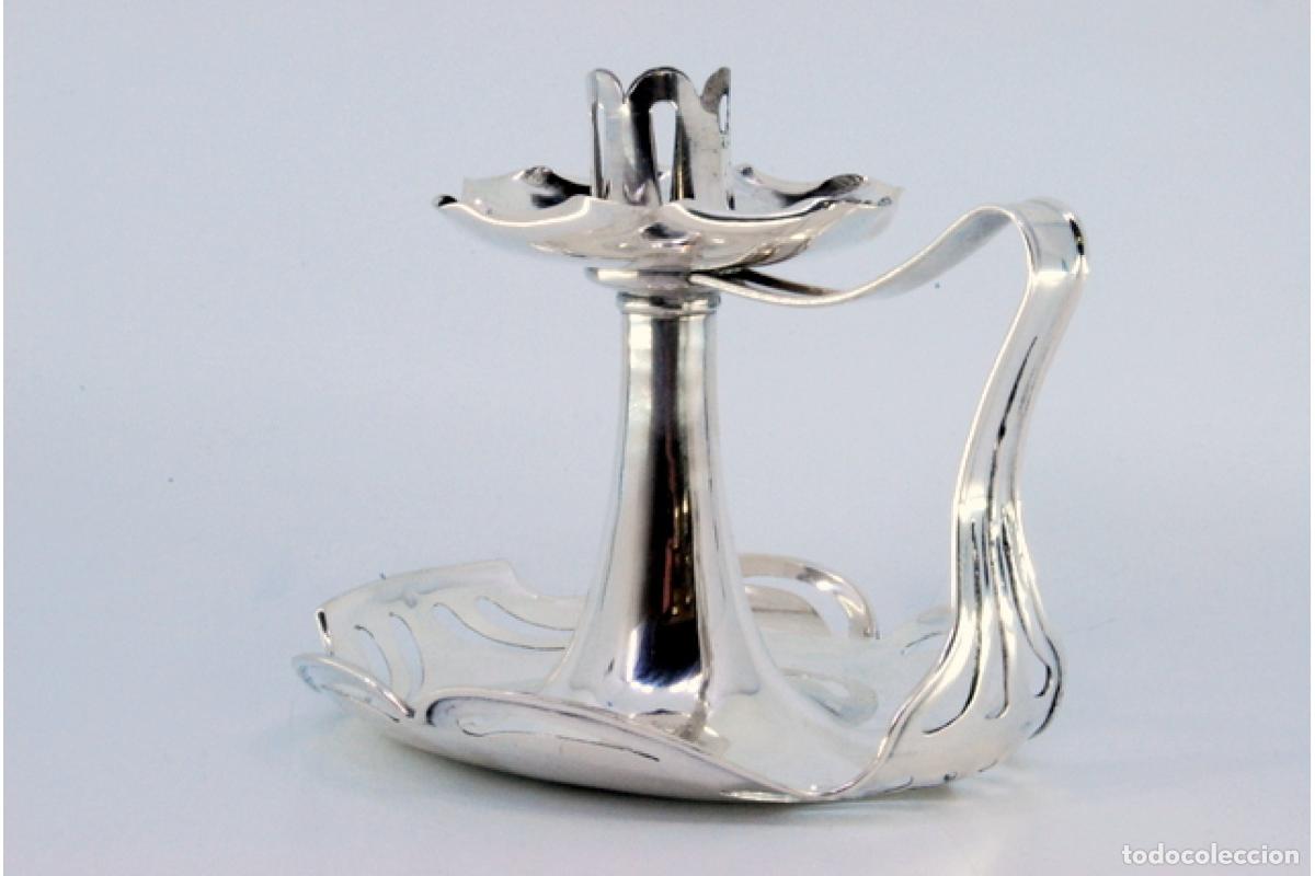Antig&uuml;edades: Candelero de mano, en plata - Foto 2
