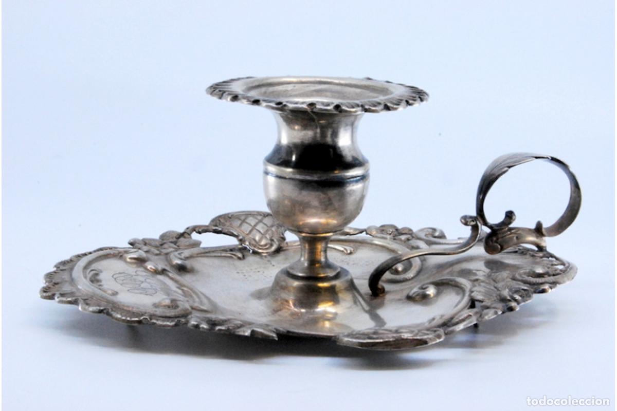 Antig&uuml;edades: Candelero de mano, en plata - Foto 2