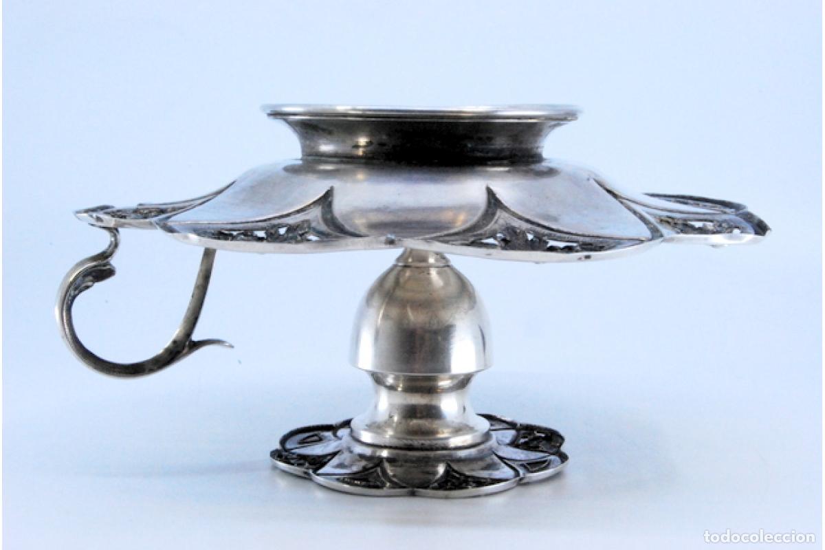 Antig&uuml;edades: Candelero de mano, en plata - Foto 3