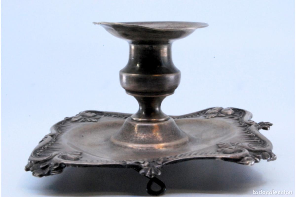 Antig&uuml;edades: Candelero de mano, en plata - Foto 2