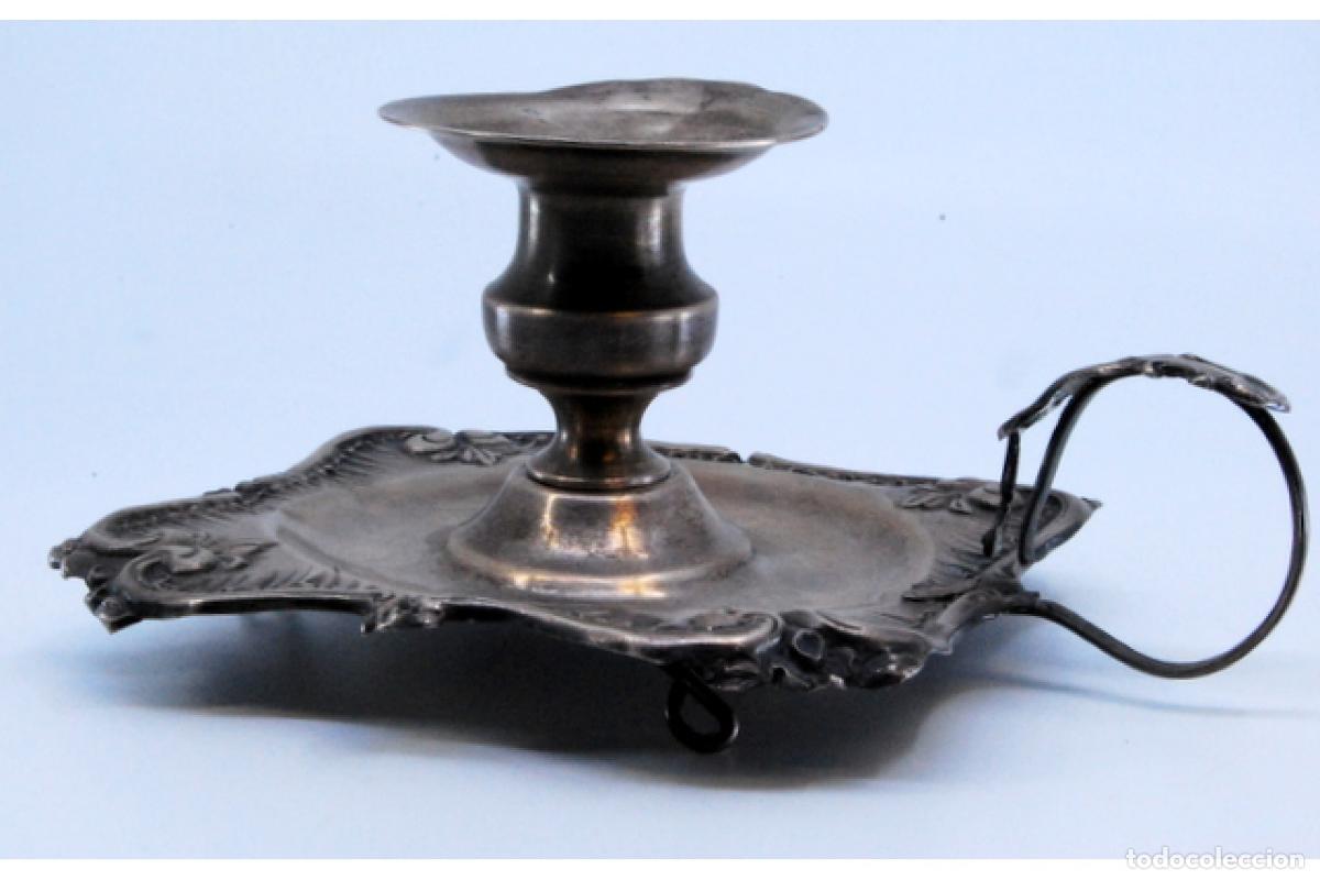 Antig&uuml;edades: Candelero de mano, en plata - Foto 8