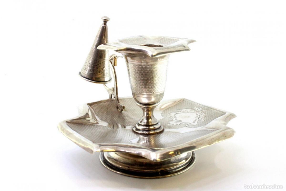 Antig&uuml;edades: Candelero de mano, en plata - Foto 4