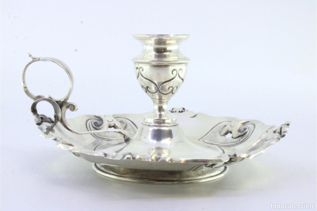 Antig&uuml;edades: Candelero de mano, en plata - Foto 3