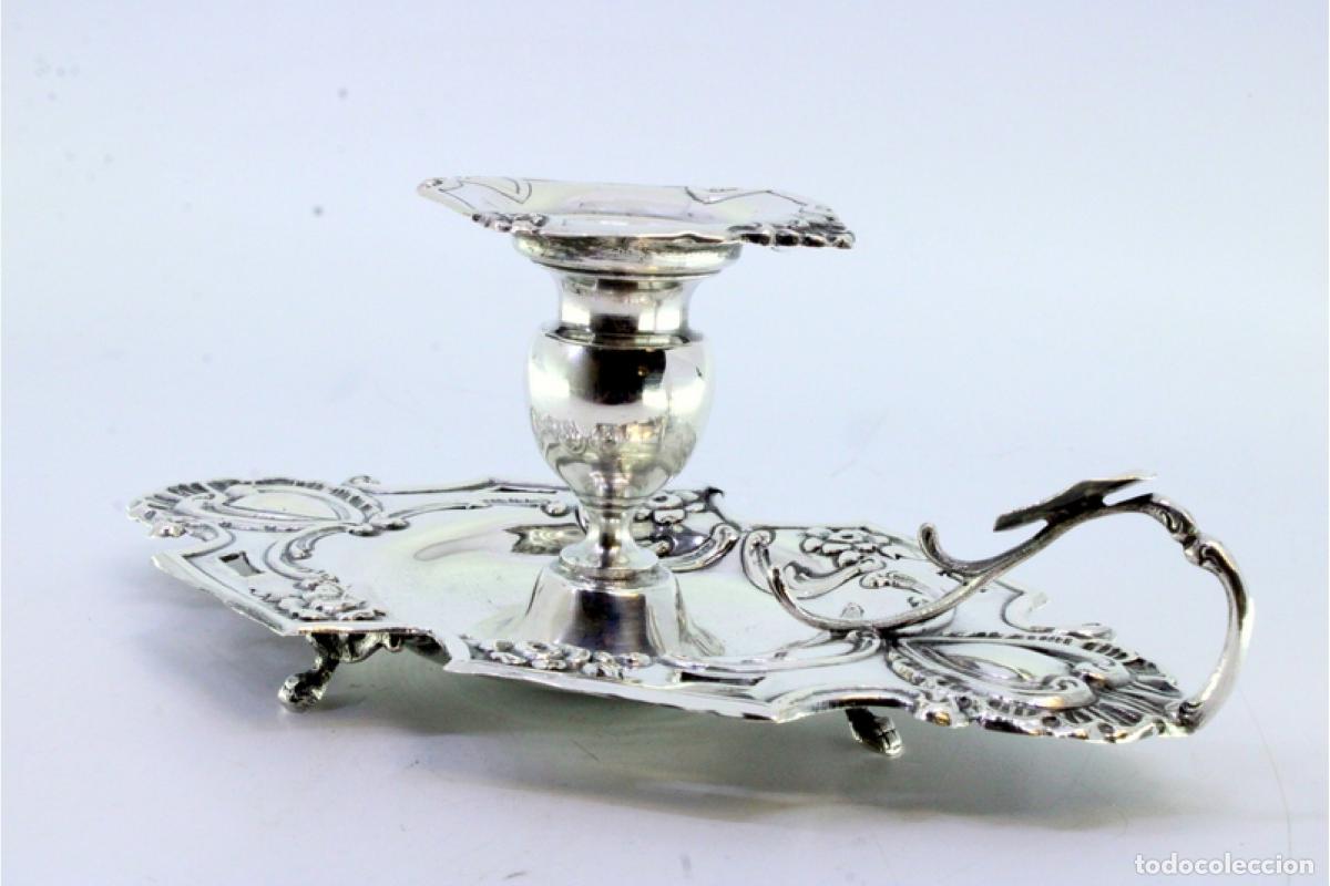Antig&uuml;edades: Candelero de mano, en plata - Foto 4
