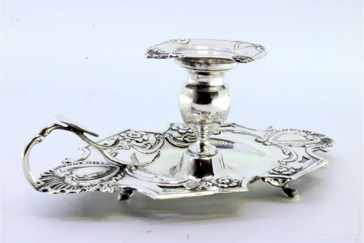 Antig&uuml;edades: Candelero de mano, en plata - Foto 5