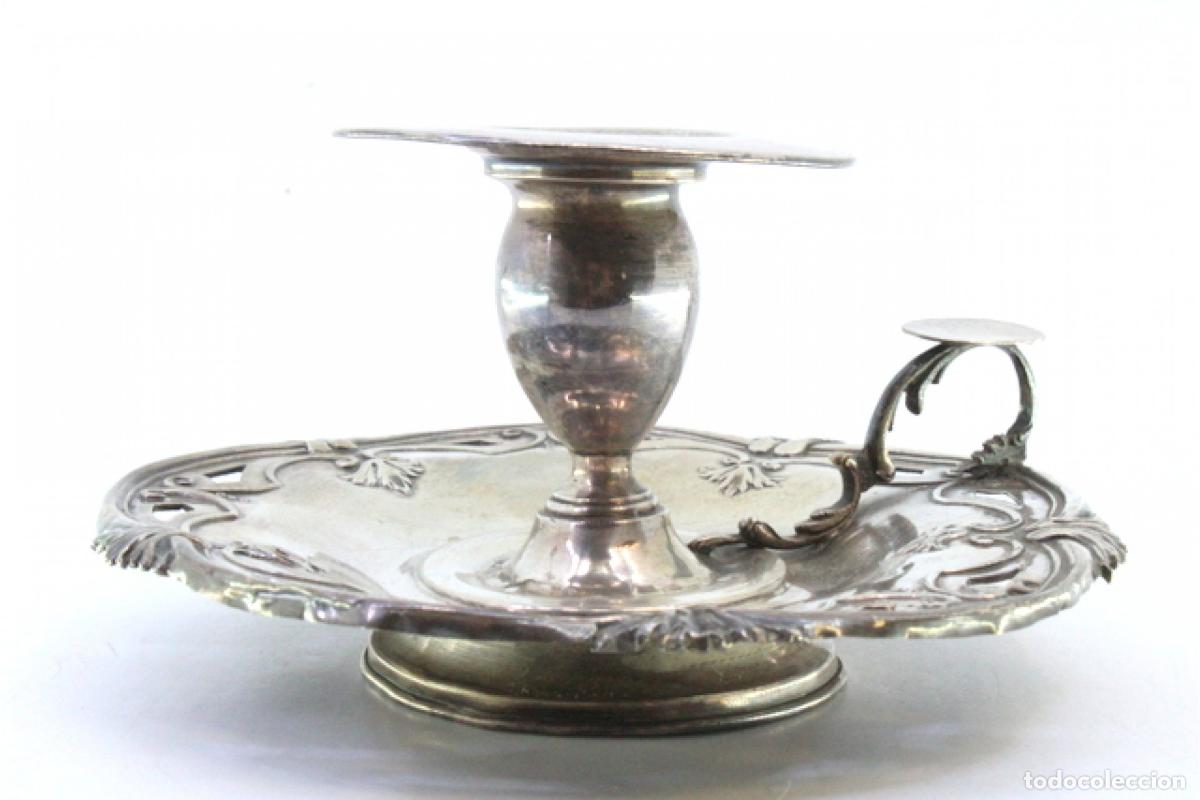 Antig&uuml;edades: Candelero de mano, en plata - Foto 2