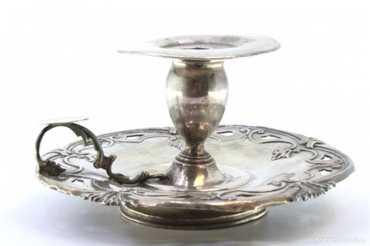 Antig&uuml;edades: Candelero de mano, en plata - Foto 3