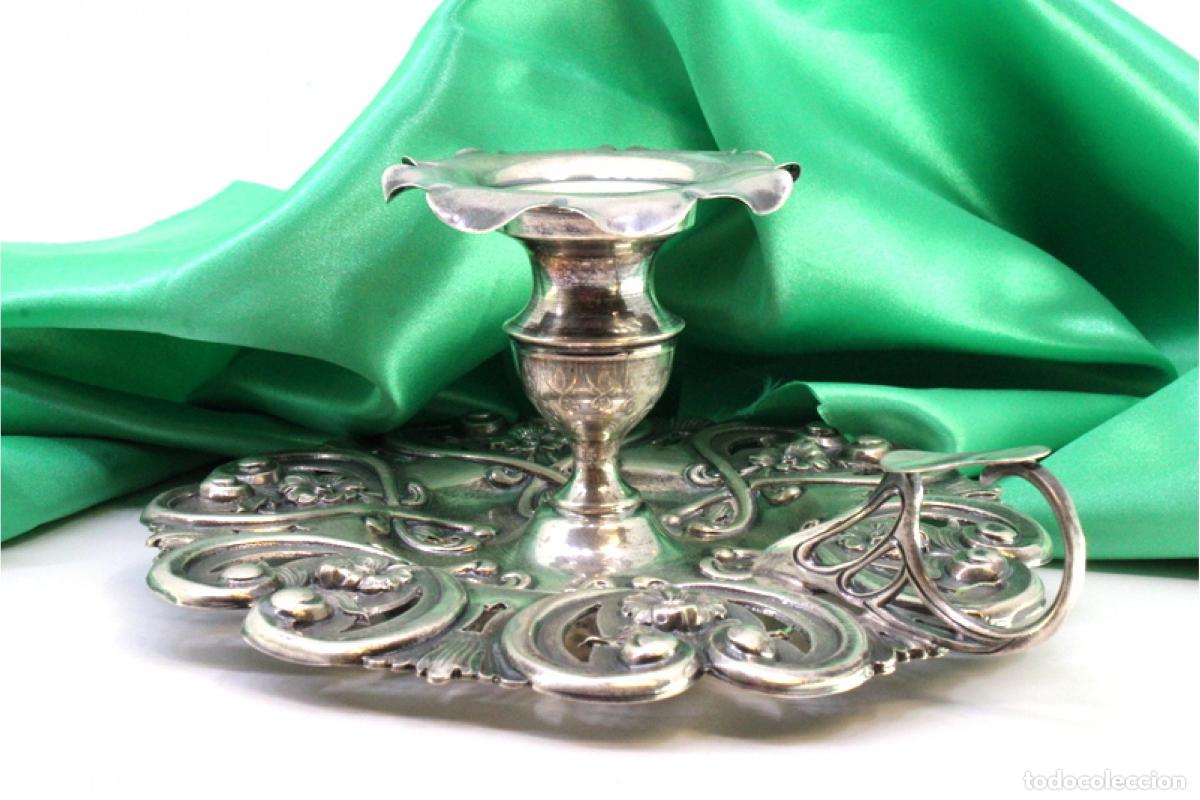 Antig&uuml;edades: Candelero de mano, en plata - Foto 3