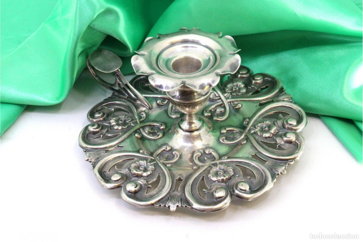 Antig&uuml;edades: Candelero de mano, en plata - Foto 6
