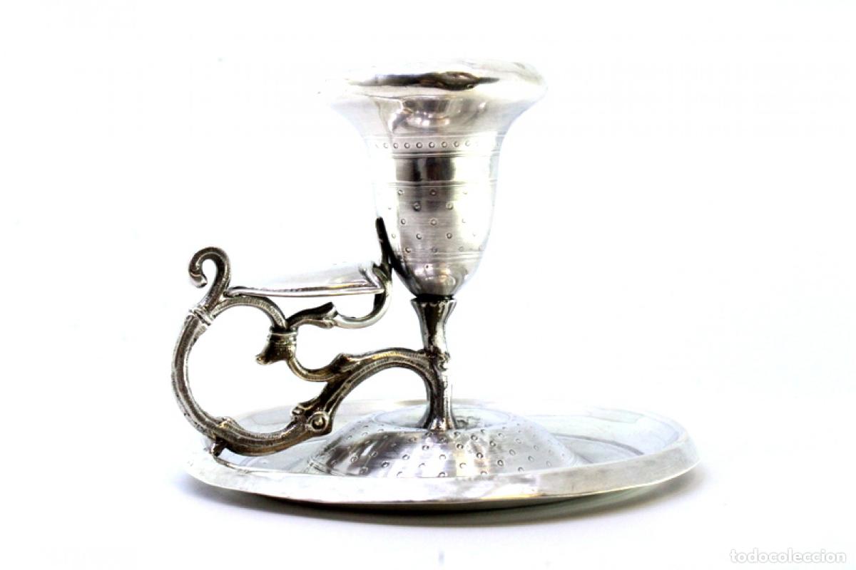 Antig&uuml;edades: Candelero de mano, en plata - Foto 3