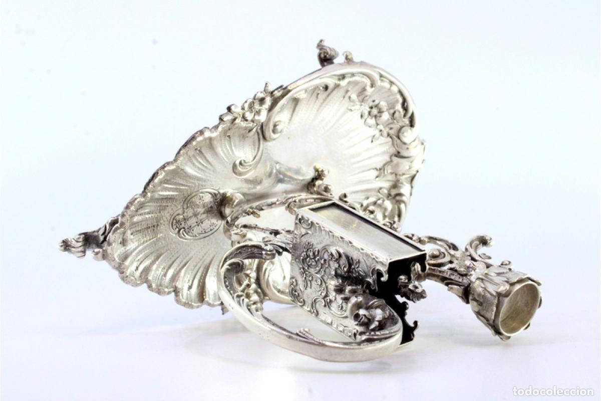 Antig&uuml;edades: Candelero de mano, en plata - Foto 3
