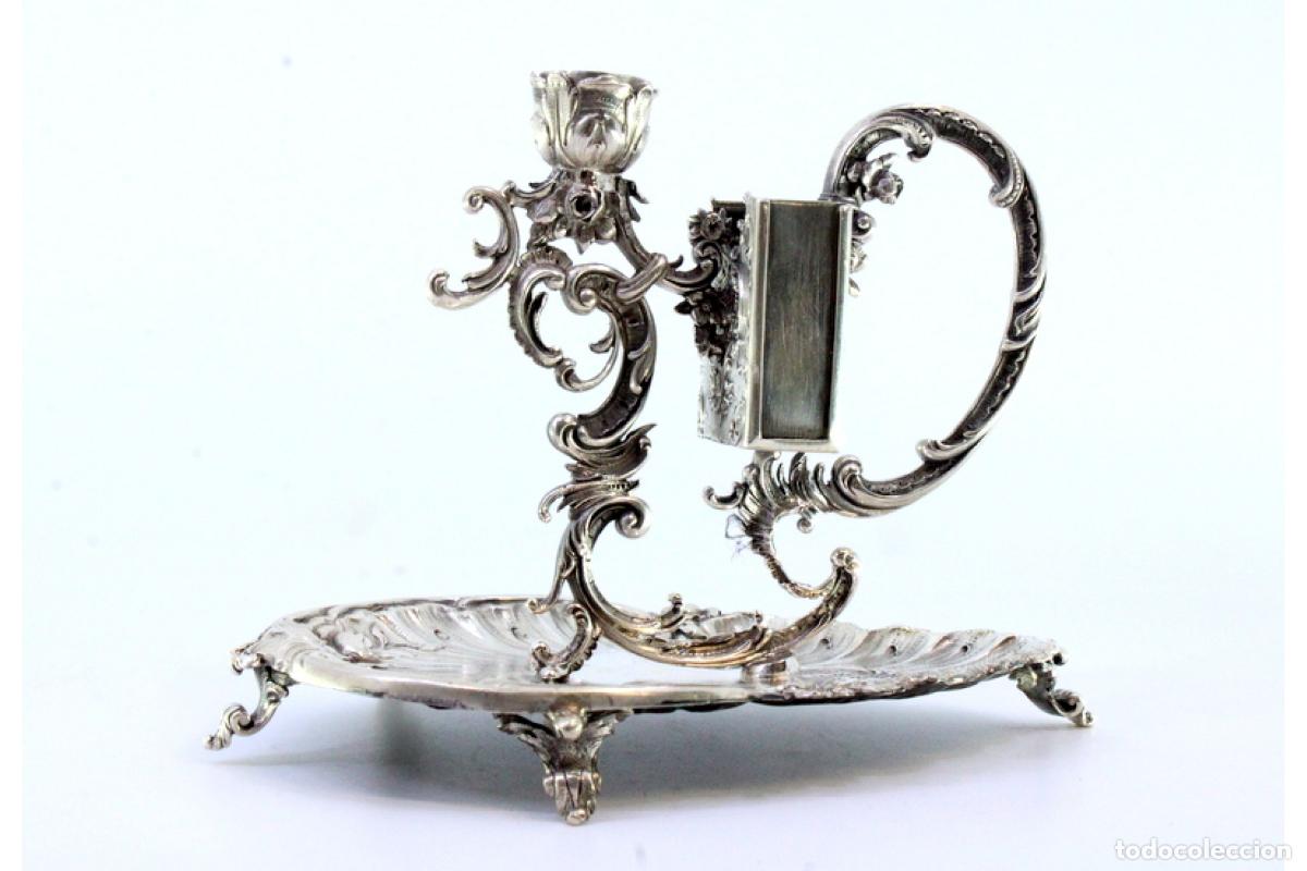 Antig&uuml;edades: Candelero de mano, en plata - Foto 4