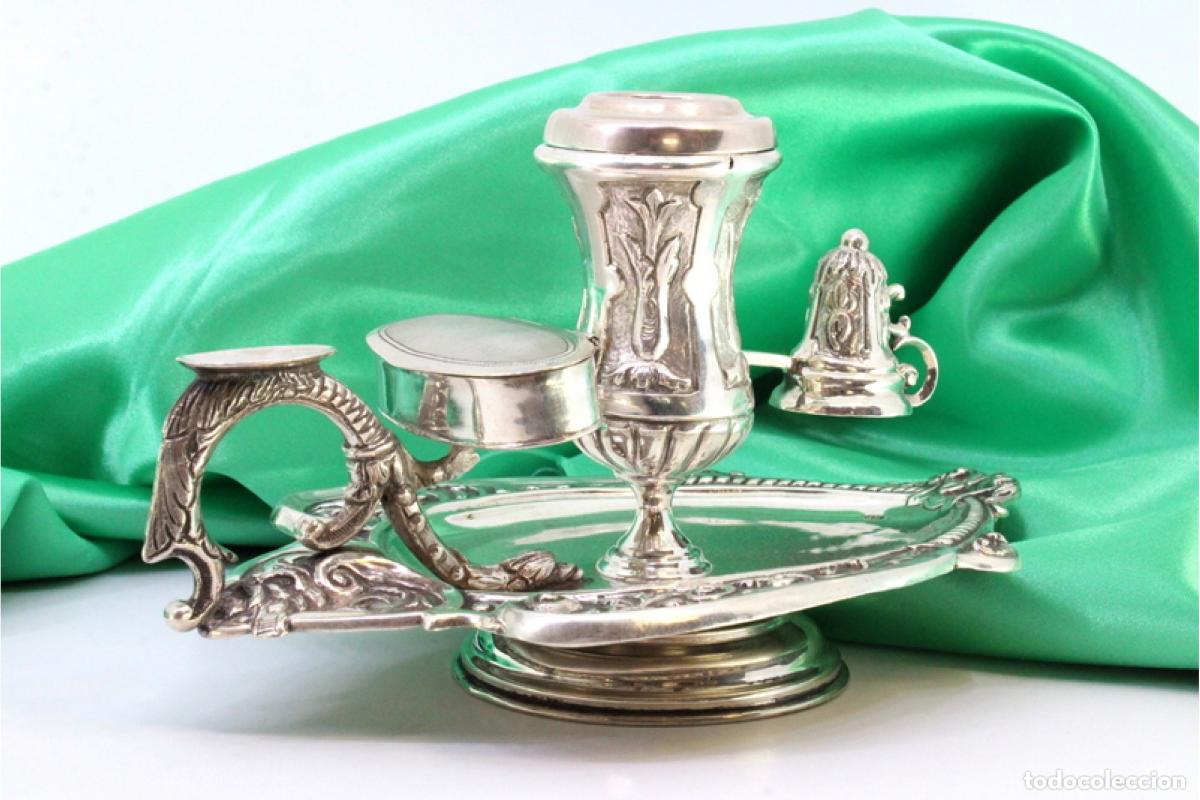 Antig&uuml;edades: Candelero de mano, en plata - Foto 2