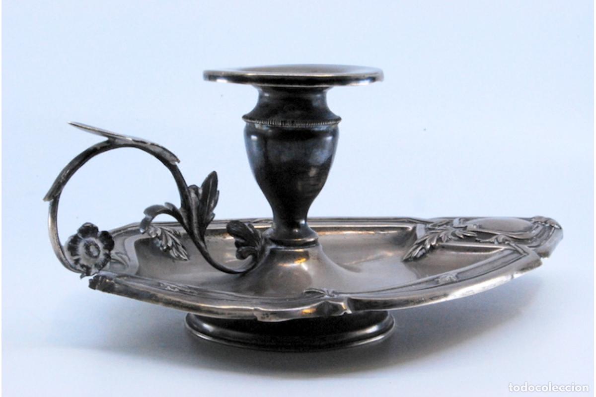 Antig&uuml;edades: Candelero de mano, en plata - Foto 2