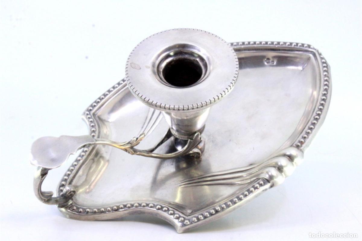 Antig&uuml;edades: Candelero de mano, en plata - Foto 2