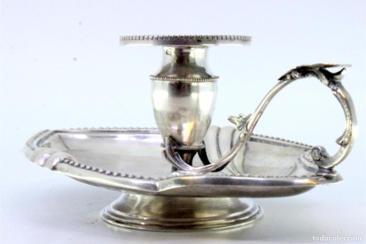Antig&uuml;edades: Candelero de mano, en plata - Foto 3