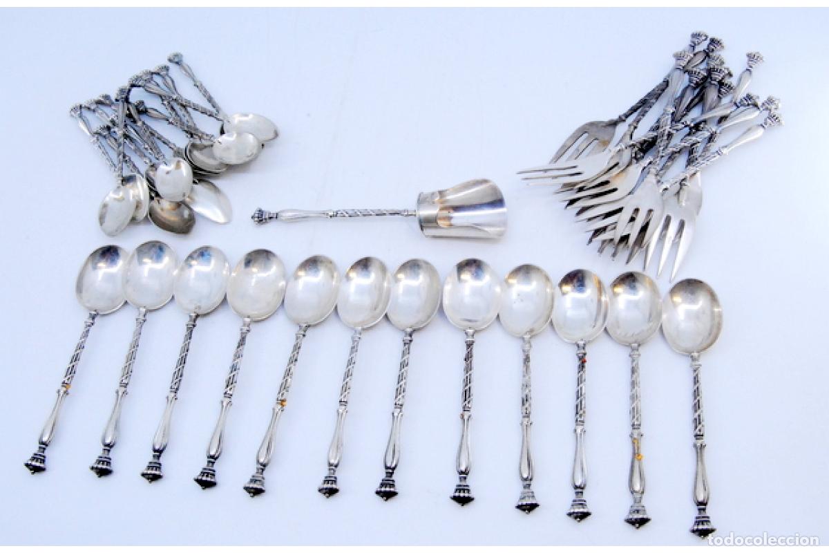 Antig&uuml;edades: Juego de 37 cubiertos de plata - Foto 12
