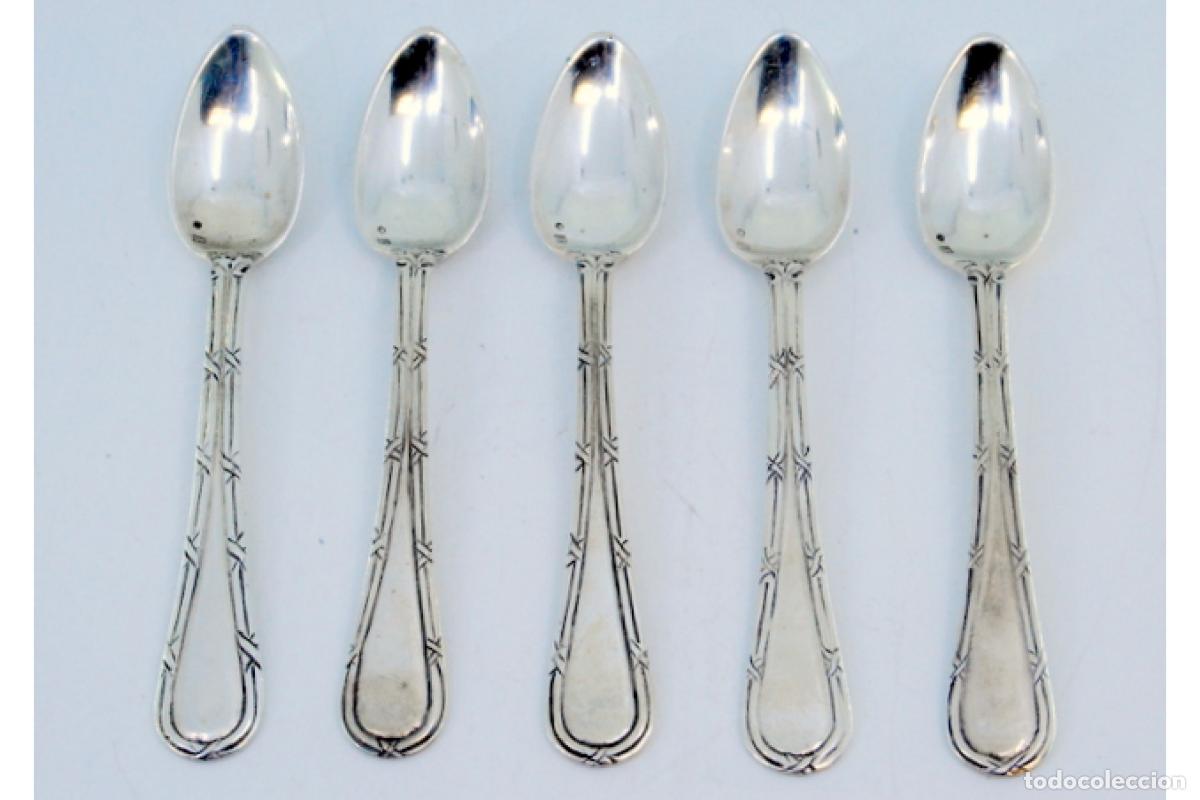 Antig&uuml;edades: Juego de 5 cucharillas de plata - Foto 2