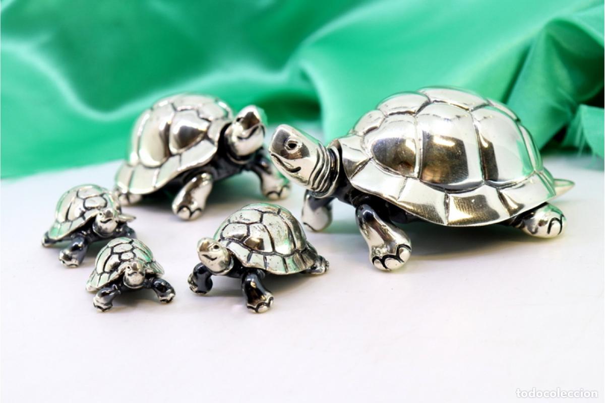 Antig&uuml;edades: Juego de 5 tortugas plateadas - Foto 2
