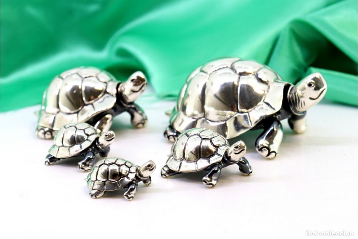 Antig&uuml;edades: Juego de 5 tortugas plateadas - Foto 3