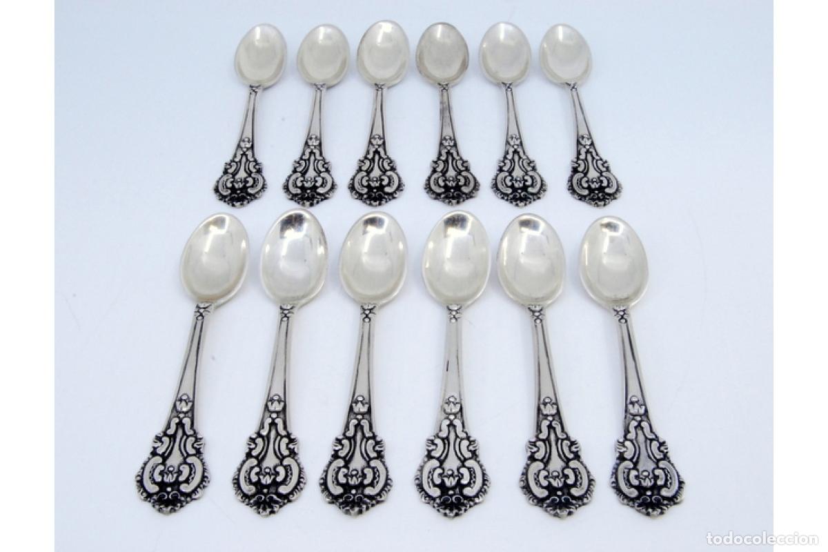 Antig&uuml;edades: Juego de 12 cucharillas de plata - Foto 2