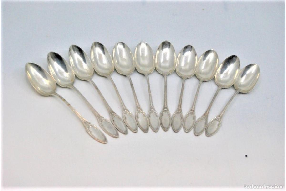 Antig&uuml;edades: Juego de 11 cucharas de caf&eacute; plateadas - Foto 5