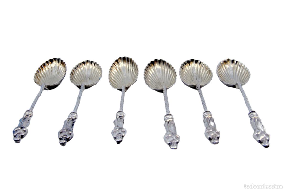 Antiguidades: Juego de 6 cucharas de caf&eacute; plateadas