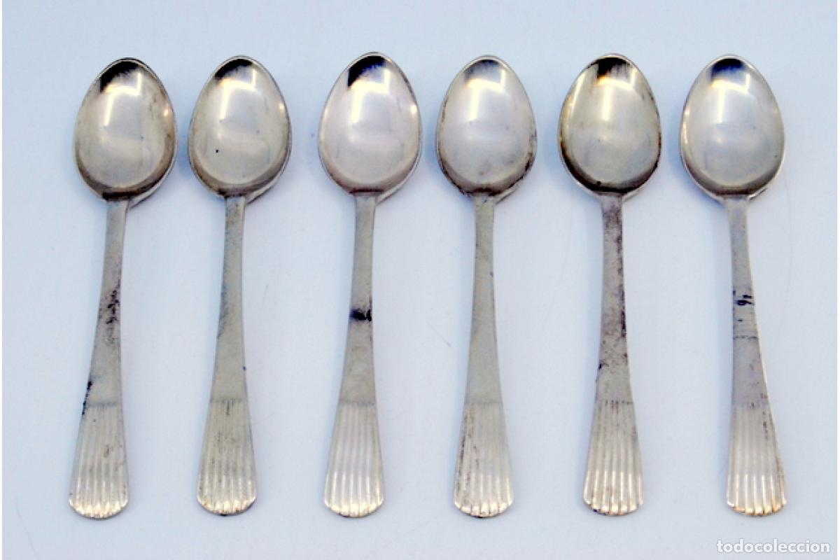 Antig&uuml;edades: Juego de 6 cucharas de caf&eacute; plateadas - Foto 2