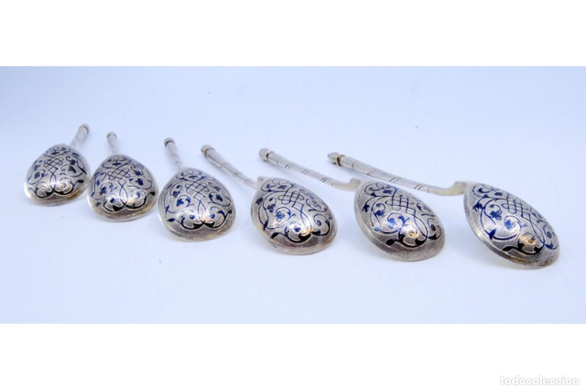 Antig&uuml;edades: Juego de 6 cucharillas de plata rusa - Foto 3