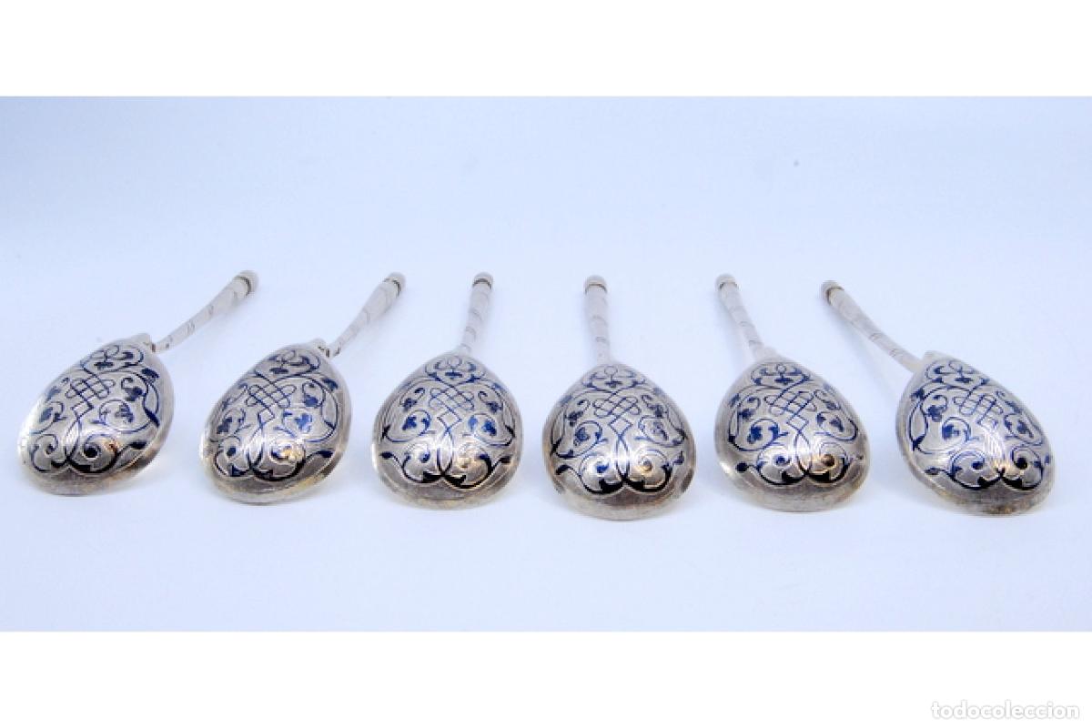 Antig&uuml;edades: Juego de 6 cucharillas de plata rusa - Foto 4