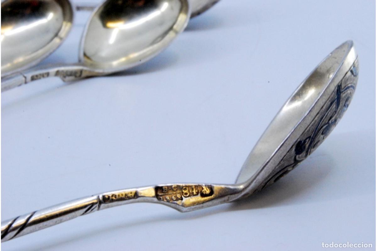 Antig&uuml;edades: Juego de 6 cucharillas de plata rusa - Foto 5