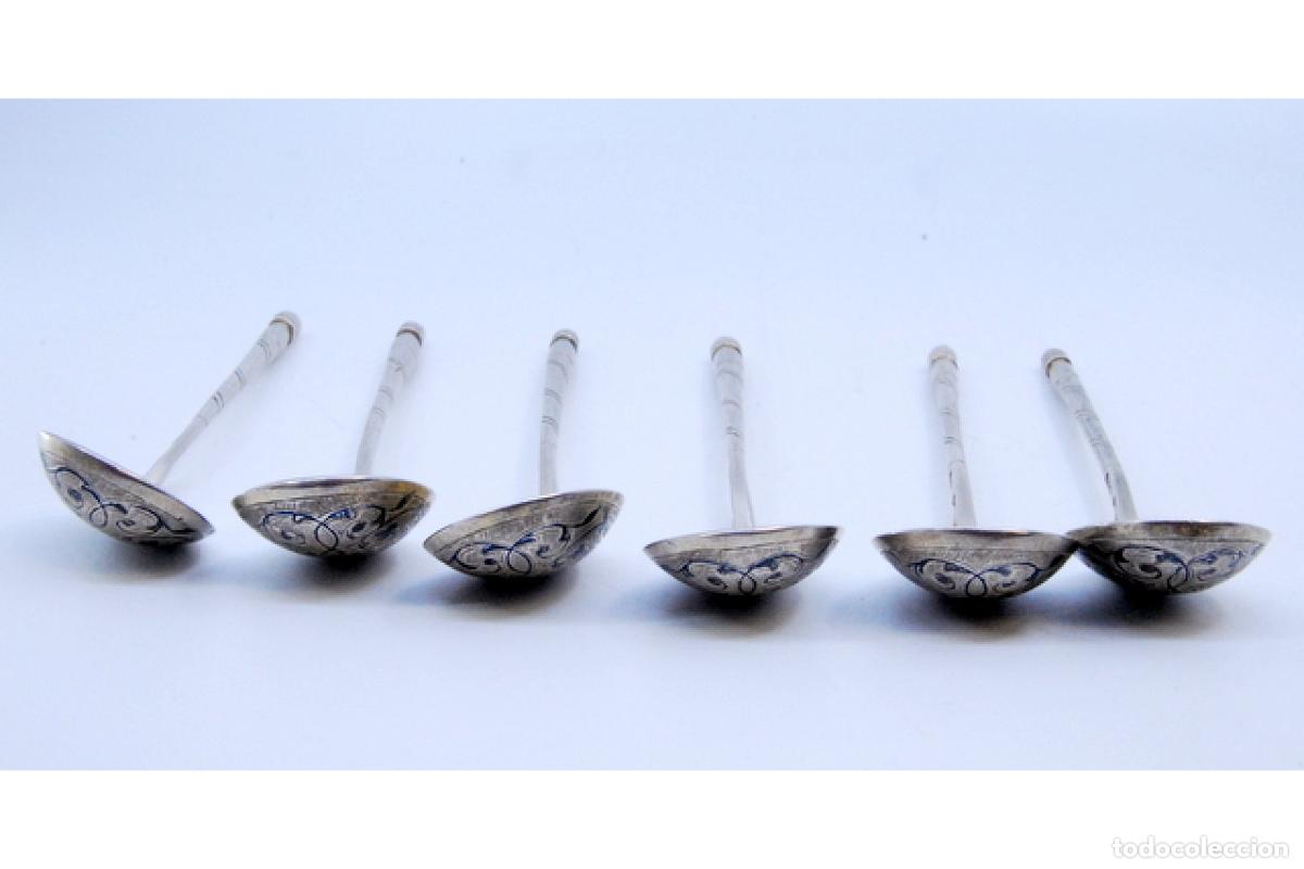 Antig&uuml;edades: Juego de 6 cucharillas de plata rusa - Foto 7