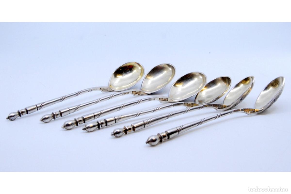 Antig&uuml;edades: Juego de 6 cucharillas de plata rusa - Foto 9