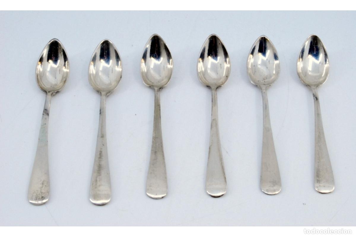 Antig&uuml;edades: Juego de 6 cucharas de caf&eacute; plateadas - Foto 2