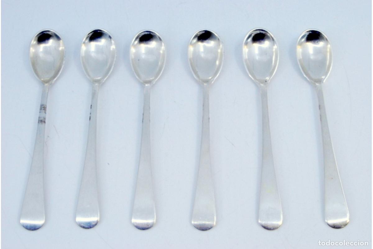 Antig&uuml;edades: Juego de 6 cucharas de caf&eacute; plateadas - Foto 2