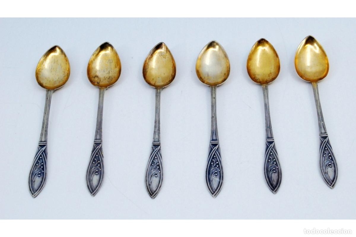 Antig&uuml;edades: Juego de 6 cucharas de caf&eacute; plateadas - Foto 2
