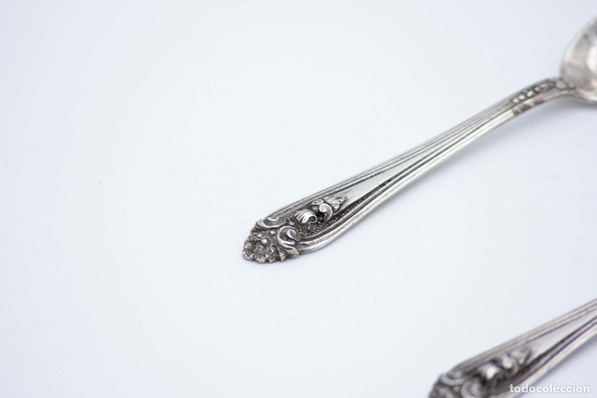 Antig&uuml;edades: Juego de 6 cucharas de caf&eacute; plateadas - Foto 4