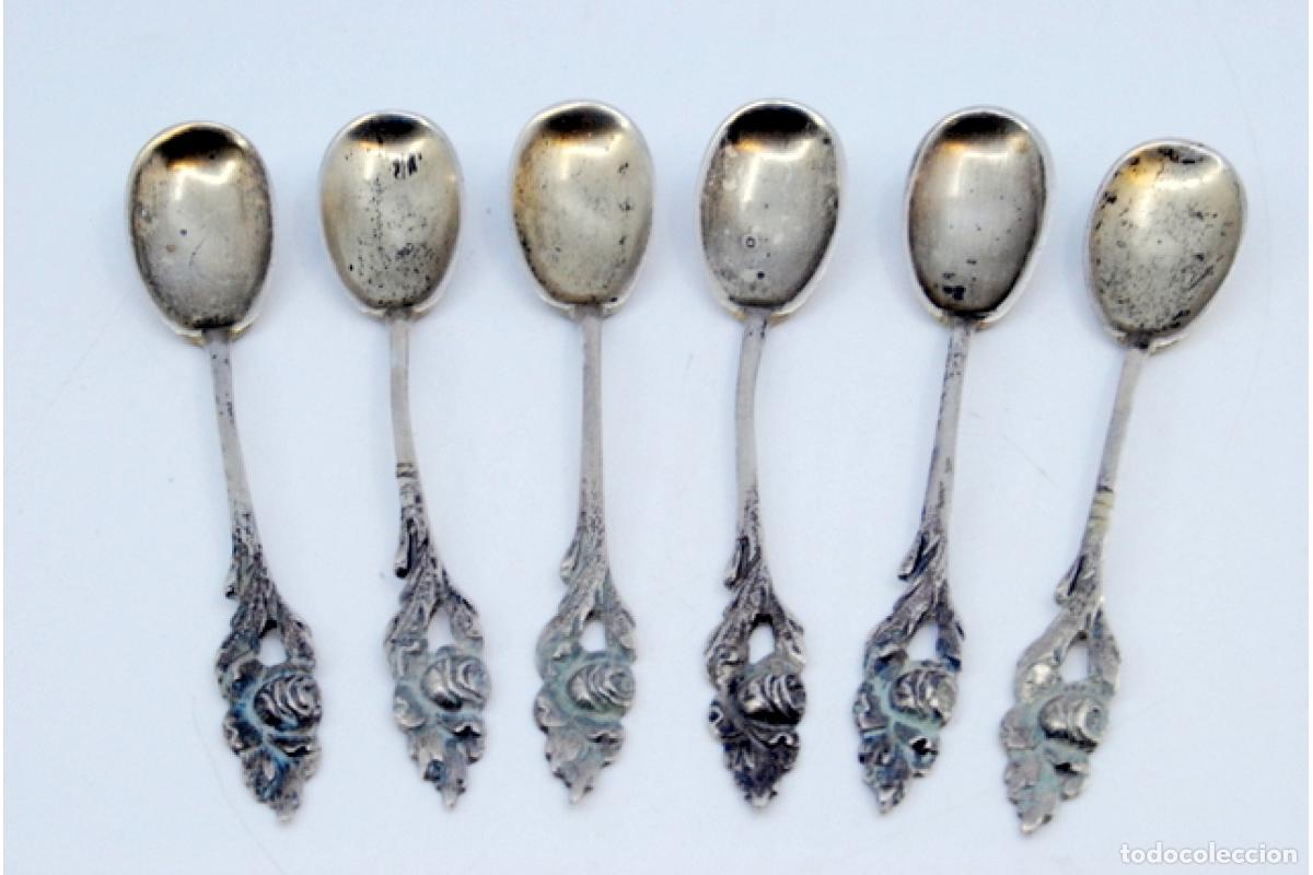 Antig&uuml;edades: Juego de 6 cucharas de caf&eacute; plateadas - Foto 2