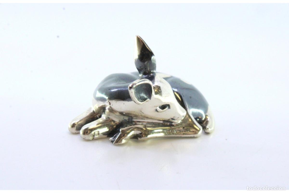 Antig&uuml;edades: Peque&ntilde;o ciervo (Bambi) en plata - Foto 2