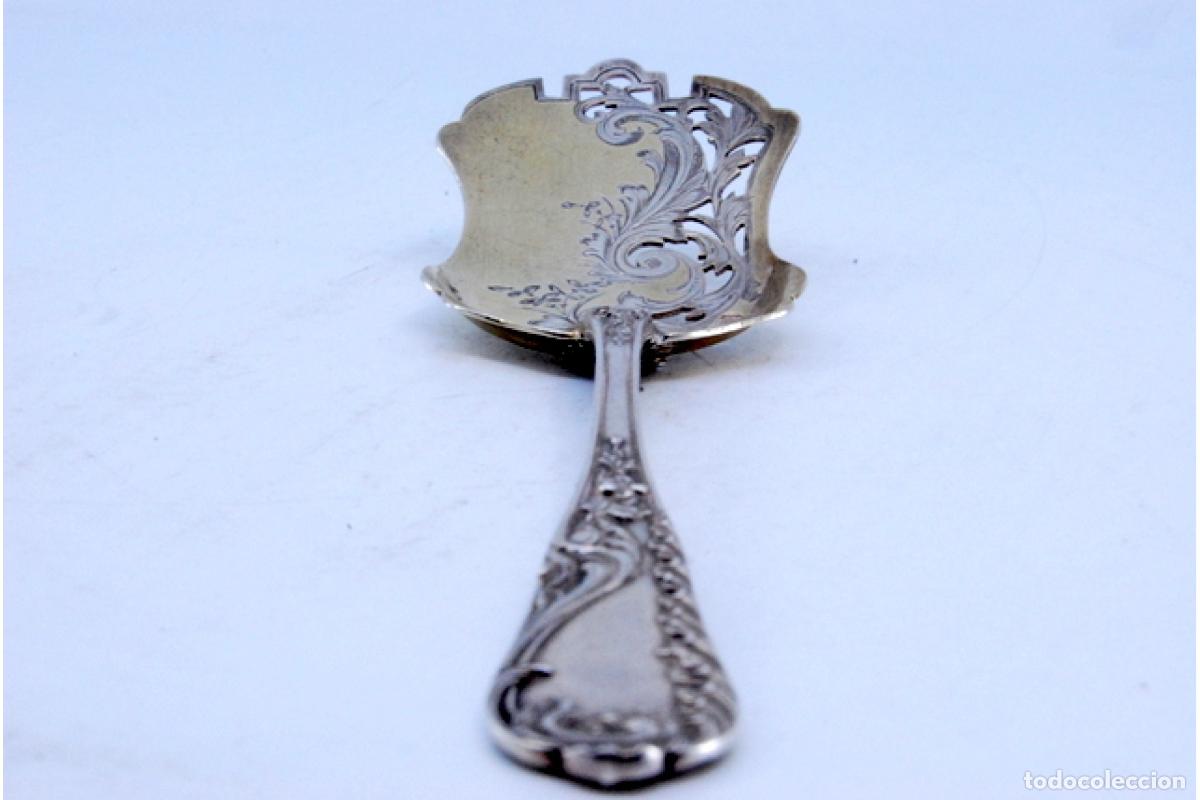 Antig&uuml;edades: Cuchara de aceitunas de plata - Foto 2