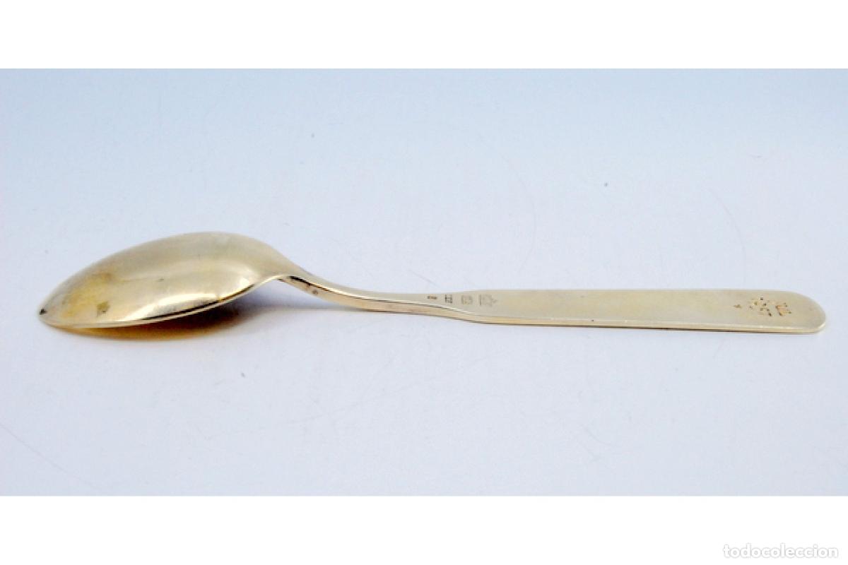 Antig&uuml;edades: Cuchara de postre de plata ba&ntilde;ada en oro - Infantil - Foto 3
